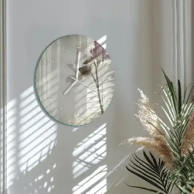 Hodiny na skle kulaté Vintage květina