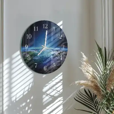 Kulaté skleněné hodiny na zeď Vesmír Země