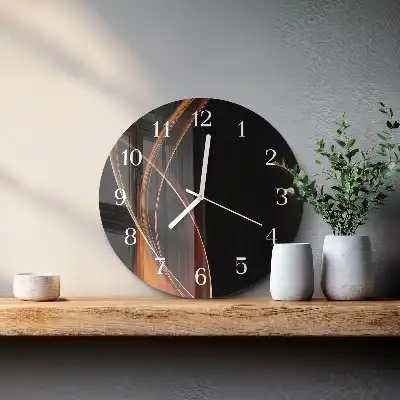 Hodiny s fotkou skleněné kulaté Abstraktní linie