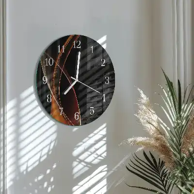 Hodiny s fotkou skleněné kulaté Abstraktní linie