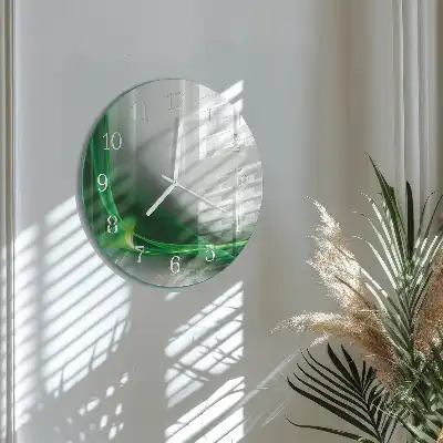 Kulaté skleněné hodiny na zeď Abstraktní linie