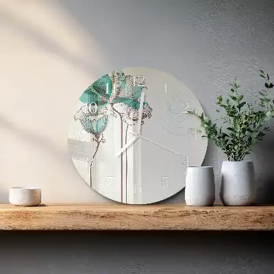 Nástěnné hodiny skleněné kulaté Vintage květiny