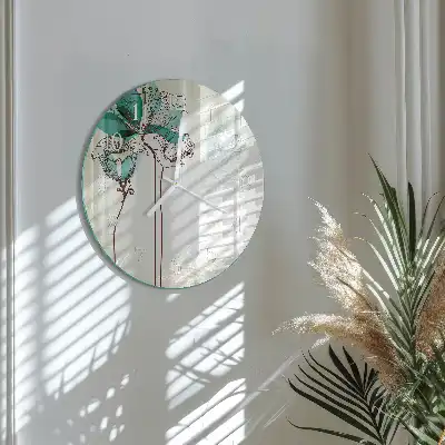 Nástěnné hodiny skleněné kulaté Vintage květiny