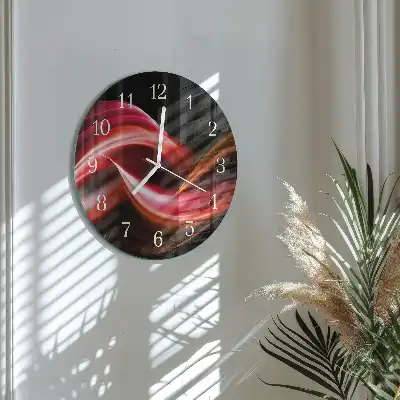 Kulaté skleněné hodiny na zeď Abstraktní linie
