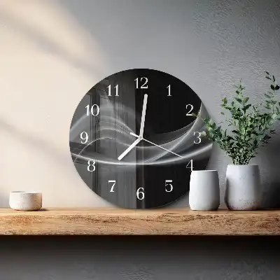 Kulaté skleněné hodiny na zeď Abstraktní linie