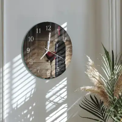 Hodiny na skle kulaté Víno