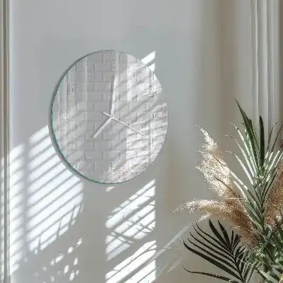 Hodiny na skle kulaté Cihlový