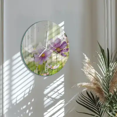 Hodiny s fotkou skleněné kulaté Louka