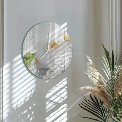 Nástěnné hodiny skleněné kulaté Orchidej