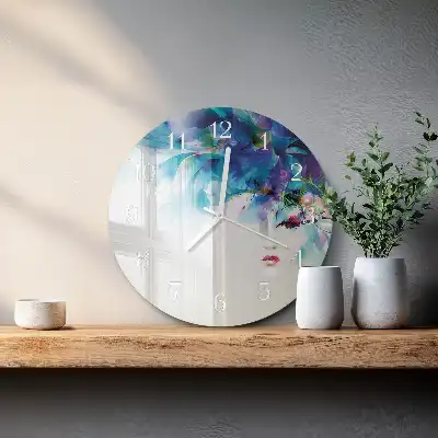 Kulaté skleněné hodiny na zeď Abstrakce