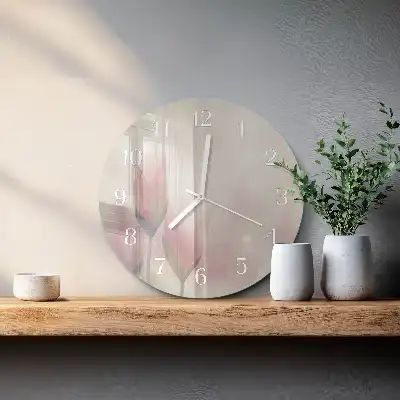 Hodiny s fotkou skleněné kulaté Květiny