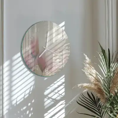 Hodiny s fotkou skleněné kulaté Květiny