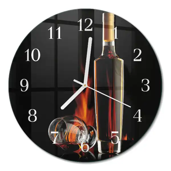 Hodiny na skle kulaté Alkohol