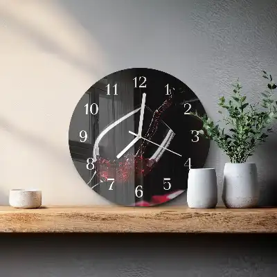 Nástěnné hodiny skleněné kulaté Víno