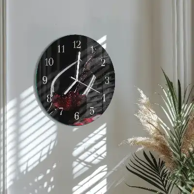 Nástěnné hodiny skleněné kulaté Víno