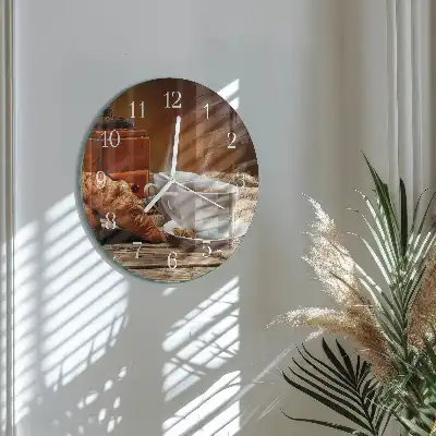 Kulaté skleněné hodiny na zeď Mlýnek na kávu