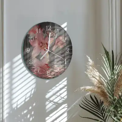 Kulaté skleněné hodiny na stěnu Orchidej