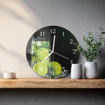 Kulaté skleněné hodiny na zeď Uhličitan vápenatý