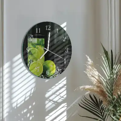 Kulaté skleněné hodiny na zeď Uhličitan vápenatý