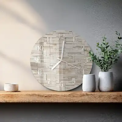 Kulaté skleněné hodiny na stěnu Kamenná zeď