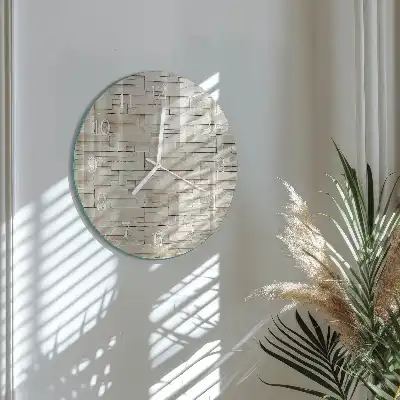 Kulaté skleněné hodiny na stěnu Kamenná zeď