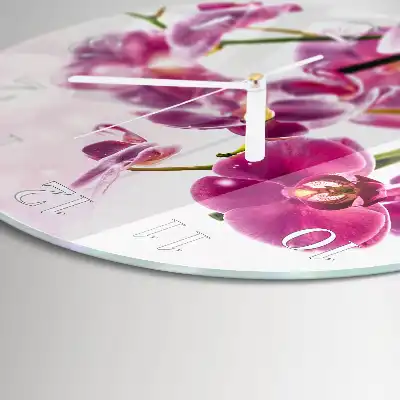 Nástěnné hodiny skleněné kulaté Orchidej