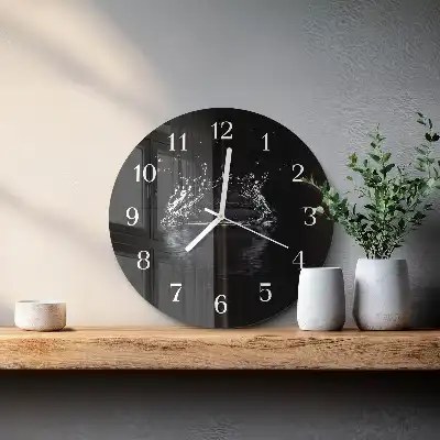 Kulaté skleněné hodiny na stěnu Voda