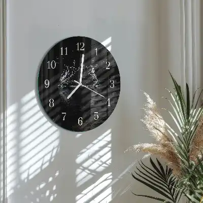 Kulaté skleněné hodiny na stěnu Voda