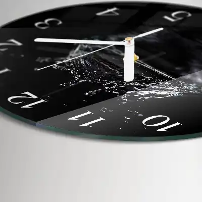 Kulaté skleněné hodiny na stěnu Voda