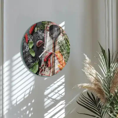 Kulaté skleněné hodiny na zeď Koření