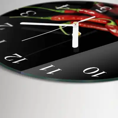 Nástěnné hodiny skleněné kulaté Chilli papričky