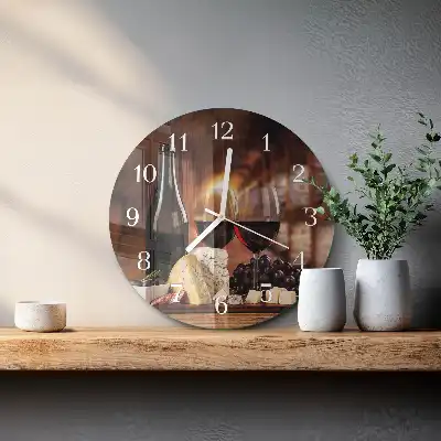 Hodiny na skle kulaté Víno