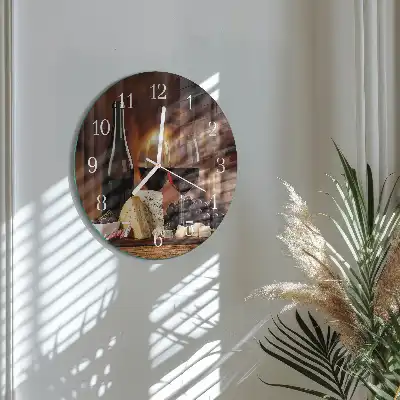 Hodiny na skle kulaté Víno