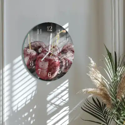 Hodiny s fotkou skleněné kulaté Třešeň