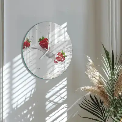 Hodiny na skle kulaté Jahoda