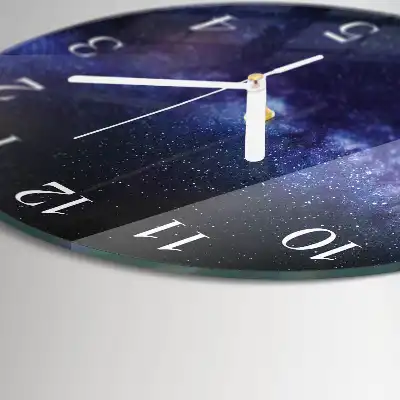 Hodiny na skle kulaté Galaxie