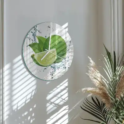 Hodiny na skle kulaté Uhličitan vápenatý