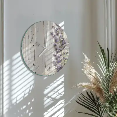 Hodiny na skle kulaté Levandule