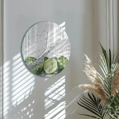 Hodiny s fotkou skleněné kulaté Limetky