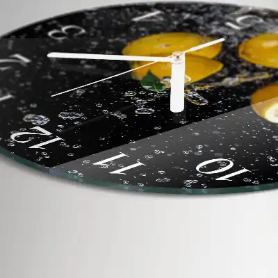 Nástěnné hodiny skleněné kulaté Citrony