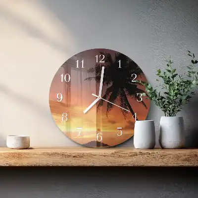 Kulaté skleněné hodiny na zeď Dlaň