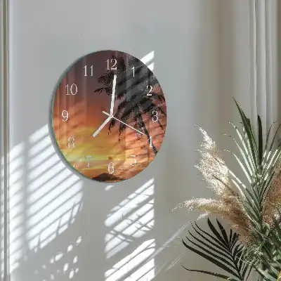 Kulaté skleněné hodiny na zeď Dlaň