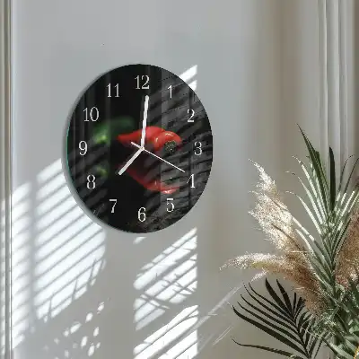 Hodiny s fotkou skleněné kulaté Pepř