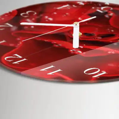 Kulaté skleněné hodiny na zeď Růže