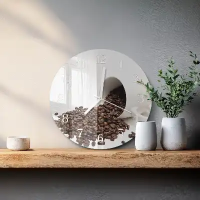 Hodiny s fotkou skleněné kulaté Šálek kávy