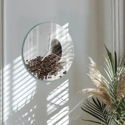 Hodiny s fotkou skleněné kulaté Šálek kávy