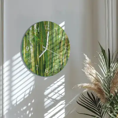 Hodiny na skle kulaté Bambus