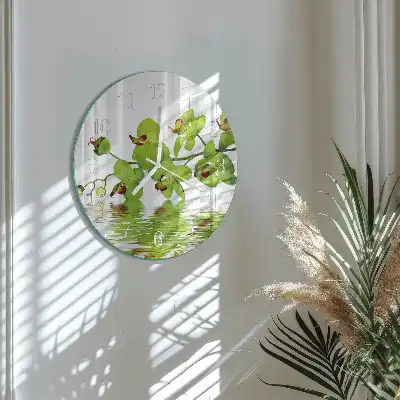 Nástěnné hodiny skleněné kulaté Orchidej