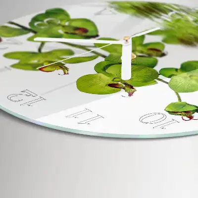 Nástěnné hodiny skleněné kulaté Orchidej
