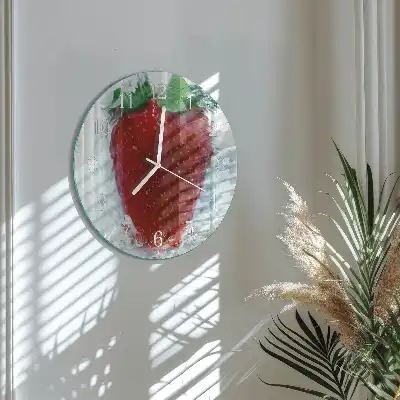 Hodiny na skle kulaté Jahoda